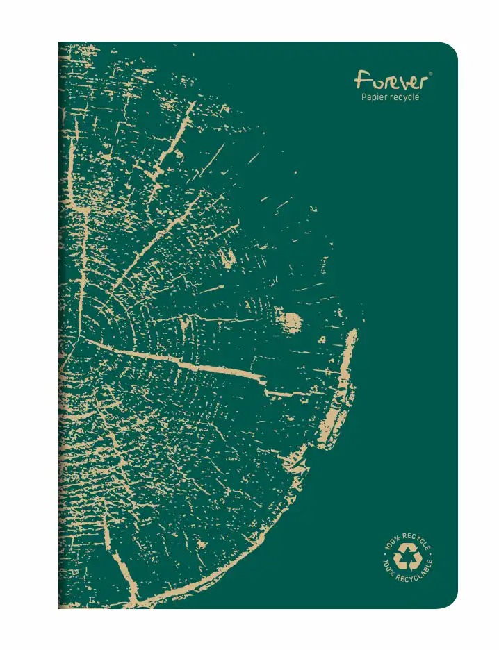 Caiet capsat A4 Forever Clairefontaine, 48 file, hartie reciclata, verde pin, eco-friendly