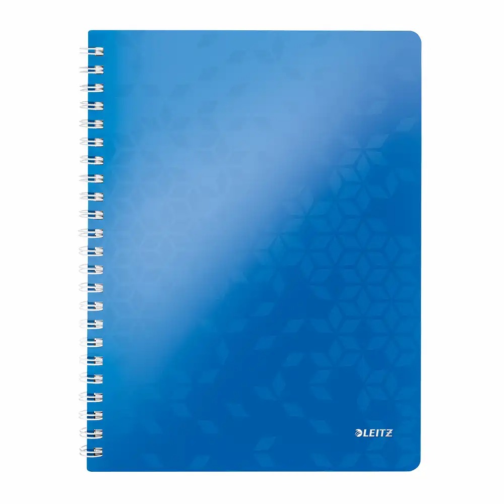 Caiet de birou Leitz WOW A4, PP, matematica, albastru metalizat, spirala 360°, 80 file