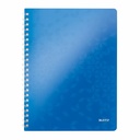 Caiet de birou Leitz WOW A4, PP, matematica, albastru metalizat, spirala 360°, 80 file