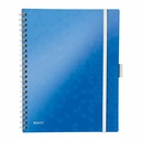 Caiet de birou Leitz WOW Be Mobile, A4, cu spira, albastru metalizat, 80 file, hartie 80 g/mp