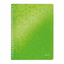 Caiet de birou Leitz WOW, PP, A4, Spirala, Verde Metalizat, 80 file, Certificat FSC