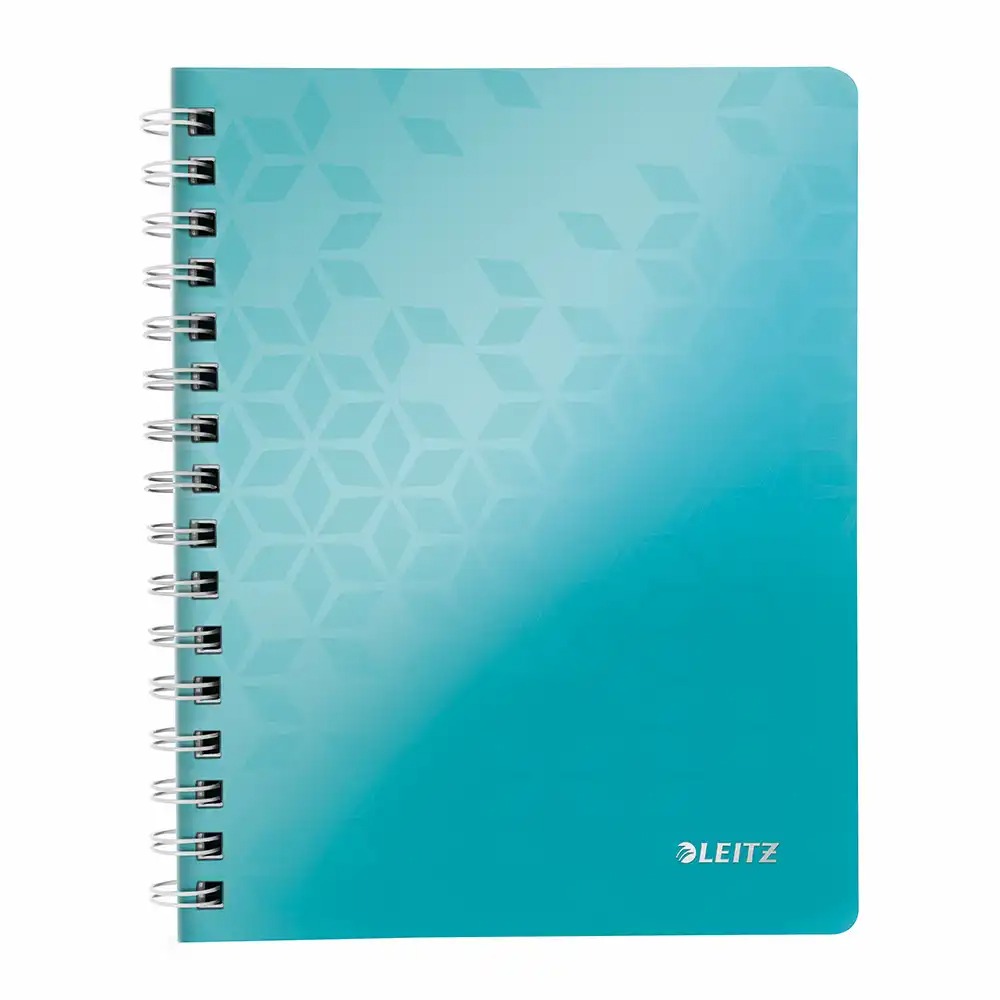 Caiet de birou Leitz WOW A5, PP, spirala, dictando, turcoaz metalizat, 80 file, FSC - Eficienta si stil pentru notite organizate