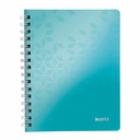 Caiet de birou Leitz WOW A5, PP, spirala, dictando, turcoaz metalizat, 80 file, FSC - Eficienta si stil pentru notite organizate
