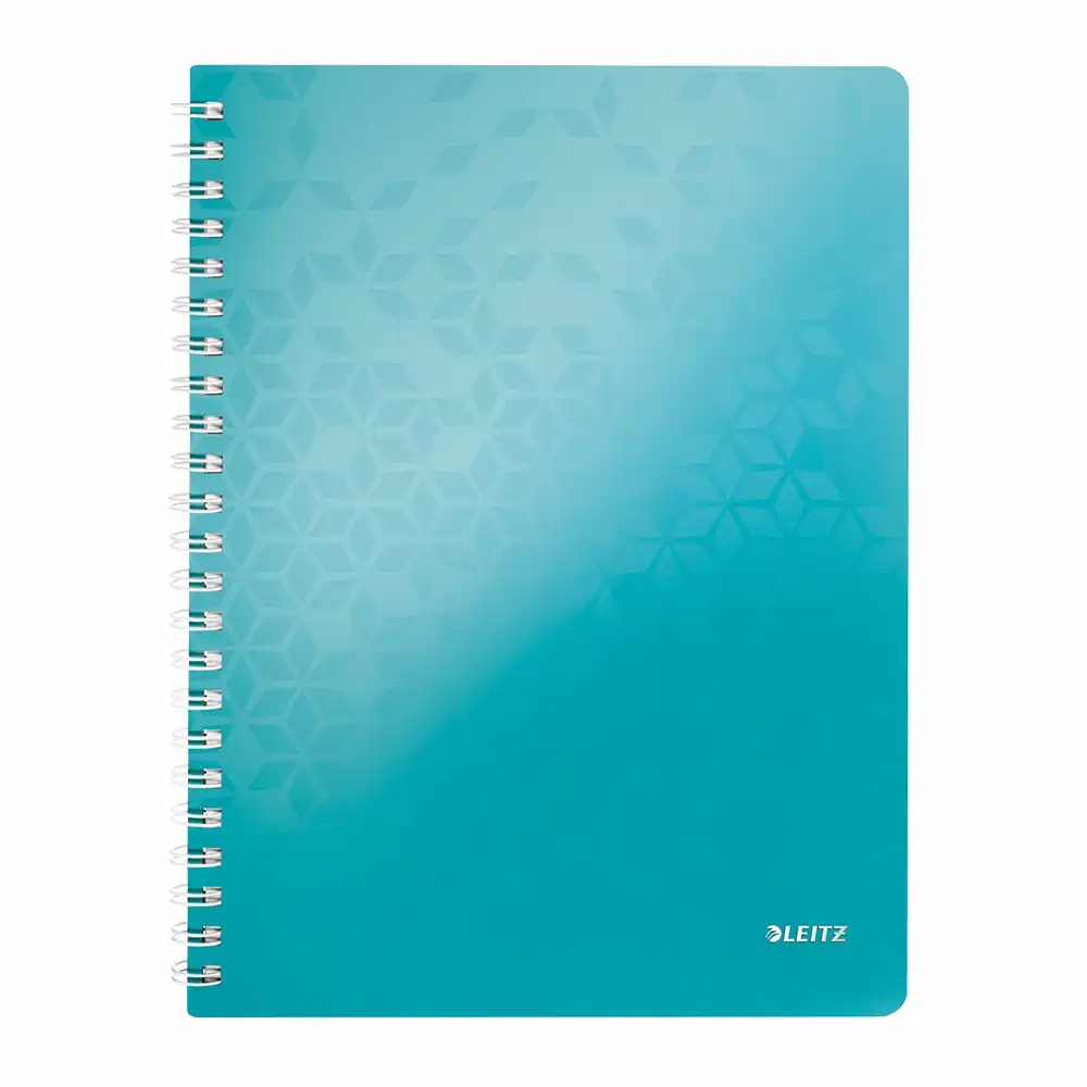 Caiet de birou Leitz WOW, A4, matematica, turcoaz metalizat, spirala 360 grade