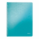 Caiet de birou Leitz WOW, A4, matematica, turcoaz metalizat, spirala 360 grade