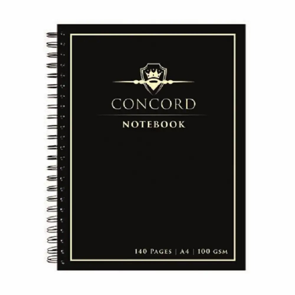 Agenda A4 Pukka Pads Concord, 140 pagini, Dictando, 100g, perforatii, negru eleganta