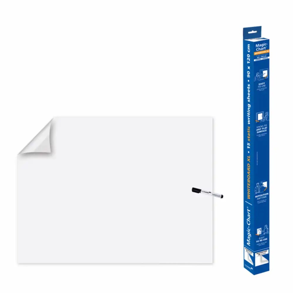 Folie Legamaster Magic Chart, 90x120 cm, Rezistenta Electrostatica, Fara Urme, 15 foi/Rulou