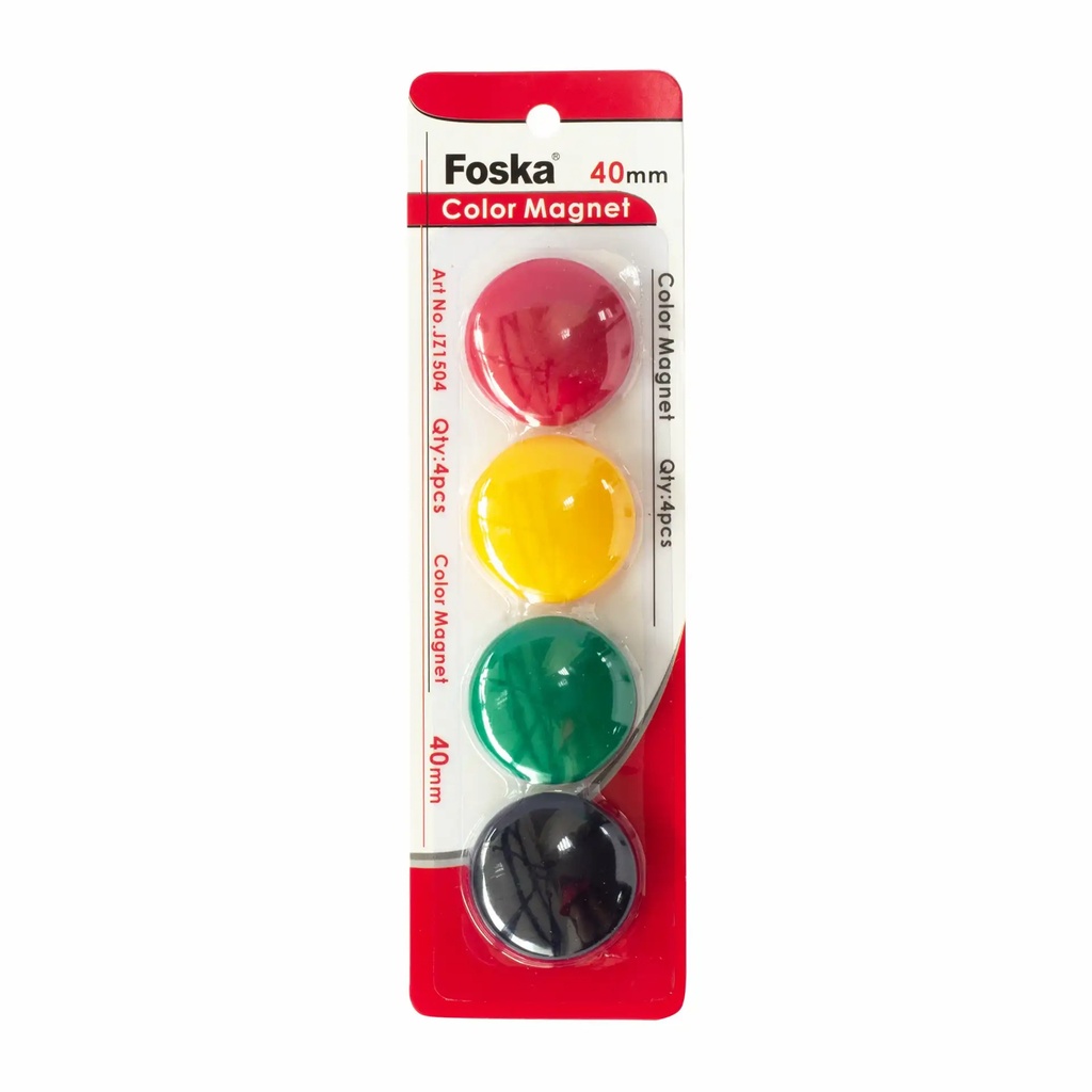 Set 4 magneti Foska 40mm, Culori Diverse, Fixare Puternica pe Suprafete Metalice