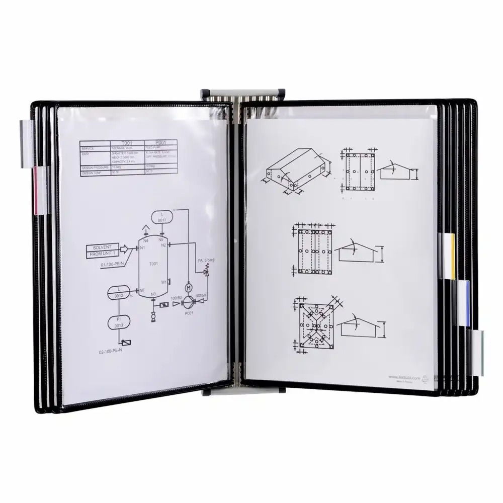 Kit complet Tarifold din otel pentru perete A4, 10 display-uri, negru - Organizare eficienta si rapida a informatiilor