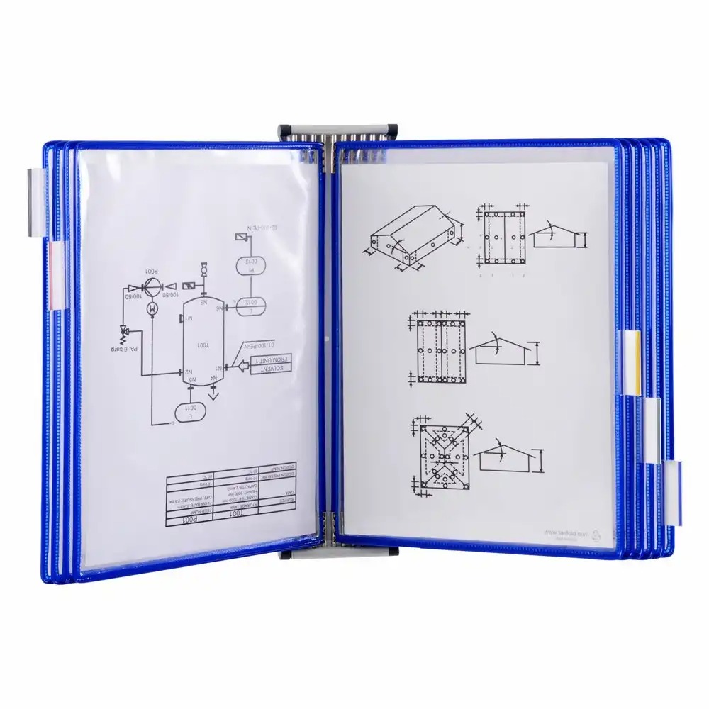 Kit complet Tarifold din otel pentru perete A4, 10 display-uri, albastru - Organizare eficienta si rapida a informatiilor