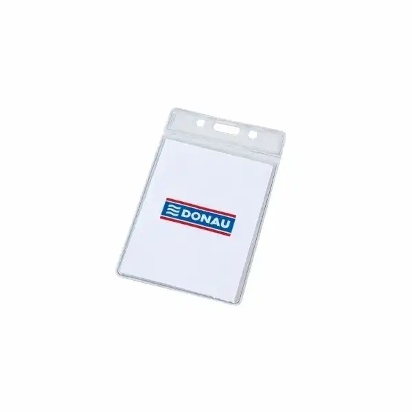 Ecuson vertical Donau transparent, 62 x 83 mm - Identificare simpla si eleganta, PVC rezistent