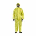 Combinezon Alphatec 3000, Ansell, model 111 ultrasunete, marime L, bariera chimica, fermoar dublu, mansete duble, galben intens, antistatic