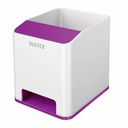 Suport instrumente de scris Leitz WOW, cu Amplificare Sunet, Alb-Mov, Design Culori Duale, Gama WOW Leitz