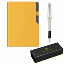 Set stilou Cross Bailey metal Medalist, notes A5 spira metalica, accesorii aur 23k, capac crom, hartie ivoire, 220 file