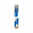 Set 3 rezerve roller gel Pilot Frixion Ball 0.7 mm, albastru, reincarcabile, termosensibile