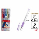 Set 5 rollere cu gel Main Paper, Varf 0.9 mm, Culori Glitter - Scriere Fluenta si Stralucire in Notite