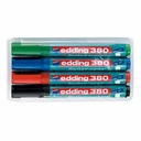Set 4 markere Edding 380 pentru flipchart, varf rotund 1.5-3 mm, culori negru/albastru/rosu/verde