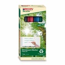 Set 4 Markere Edding 28 Ecologice, Varf Rotund 1.5-3 mm, Reciclate, Culori: Negru, Rosu, Albastru, Verde