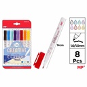 Set 8 markere magic Main Paper, cu sclipici, varf 1mm, ideal pentru proiecte artistice