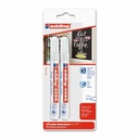 Marker Edding 4095 cu creta lichida, varf 2-3 mm, alb, 2 bucati/blister, pentru proiecte creative