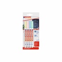 Marker Edding 4085, Creta Lichida, Varf Rotund 1-2 mm, Alb, 4 Culori Pastel, Blister
