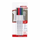 Marker textil Edding 4600, varf rotund 1 mm, 4 culori, rezistent la spalare 60°C
