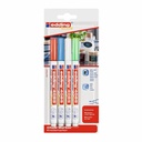 Marker Edding 4085, Creta Lichida, Varf Rotund 1-2 mm, Alb, 4 Culori, Blister