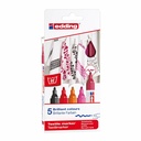 Set 5 markere textile Edding 4500, varf 2-3 mm, culori calde, rezistente la spalare