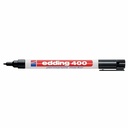 Marker permanent Edding 400, Varf Rotund 1 mm, Negru, Rezistent la Apa, Corp Plastic cu Clip, Reincarcabil