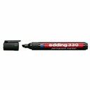 Marker permanent Edding 330, Corp Plastic, Varf Retezat 1-5 mm, Negru, Reincarcabil, Cerneala Fara Solventi