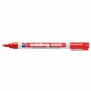 Marker permanent Edding 400, Varf Rotund 1 mm, Rezistent la Apa, Rosu, Corp Plastic