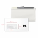 Plicuri DL Alb, 110 x 220 mm, Fereastra 45 x 90 mm, Autoadezive, 80 g/mp, 1000 Buc/Cutie
