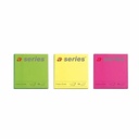 Notite adezive A-Series 75x75mm, set 6x100 file, culori neon galben roz verde, organizare eficienta si captivanta