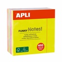 Notite adezive Apli, 75 x 75 mm, 400 file, 4 culori neon, Cub de Notite Vibrant pentru Organizare eficienta