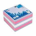 Notite adezive InFO, 75x75 mm, Cub 450 file, violet/roz/alb, hartie offset, culori vibrante