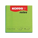 Notite adezive Kores, 75 x 75 mm, verde, 100 file - Organizeaza-ti eficient mesajele cu notitele colorate Kores