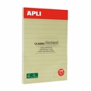 Notite autoadezive Apli, galbene, 150 x 100 mm, liniatura dictando albastra, 100 file
