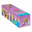 Notite adezive Post-it Super Sticky 76x76 mm neon, 100 file + 21 gratis, ideale pentru organizare eficienta