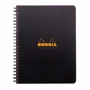 MeetingBook cu spira A5+ Rhodiactive, 80 file, negru, pentru organizare eficienta si eleganta