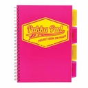 Caiet B5 PukkaPads PB Neon, 200 file, matematica, spirala si separatoare, roz neon