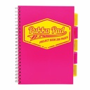 Caiet A4 PukkaPads PB Neon, 200 file, matematica, roz, cu separatoare - Organizeaza-ti notitele in stilul tau!