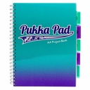 Caiet cu spirala si separatoare Pukka Pad Project Book Fusion, A4, 200 pagini, matematica, albastru marin, organizare profesionala a notelor