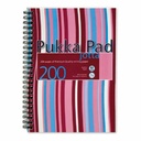 Caiet A4 cu spirala PukkaPads Stripes, 200 file, roz, ideal pentru notite extinse