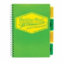 Caiet B5 PukkaPads PB Neon, 200 file, verde neon, spirala si separatoare, matematica