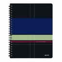 Caiet de birou Leitz Executive Get Organized, A4, PP, 80 file, matematica, negru/violet, spira 360°, certificat FSC