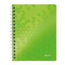 Caiet de birou Leitz WOW, A5, matematica, verde metalizat, spirala 360 grade, hartie FSC, 80 file