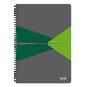Caiet de birou Leitz Office A4 verde, PP, spira 360°, 90 file, FSC - durabil si practic