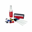 Set accesorii A-series pentru tabla, 4 markere colorate, burete eficient, spray curatare 125 ml, 5 magneti colorati, complet si practic