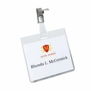 Ecuson orizontal Durable 60 x 90 mm, cu clip rotativ - Ideal pentru evenimente si conferinte - Set de 10 bucati