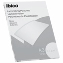Folie de laminat Ibico A3, 75 microni, 100 bucati/set, protectie durabila, finisare lucioasa